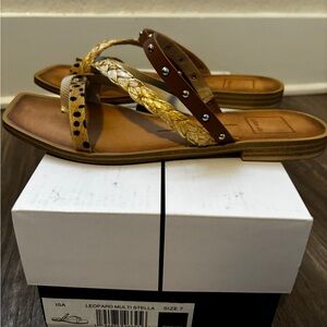 Dolce Vita Leopard and Gold Sandals
